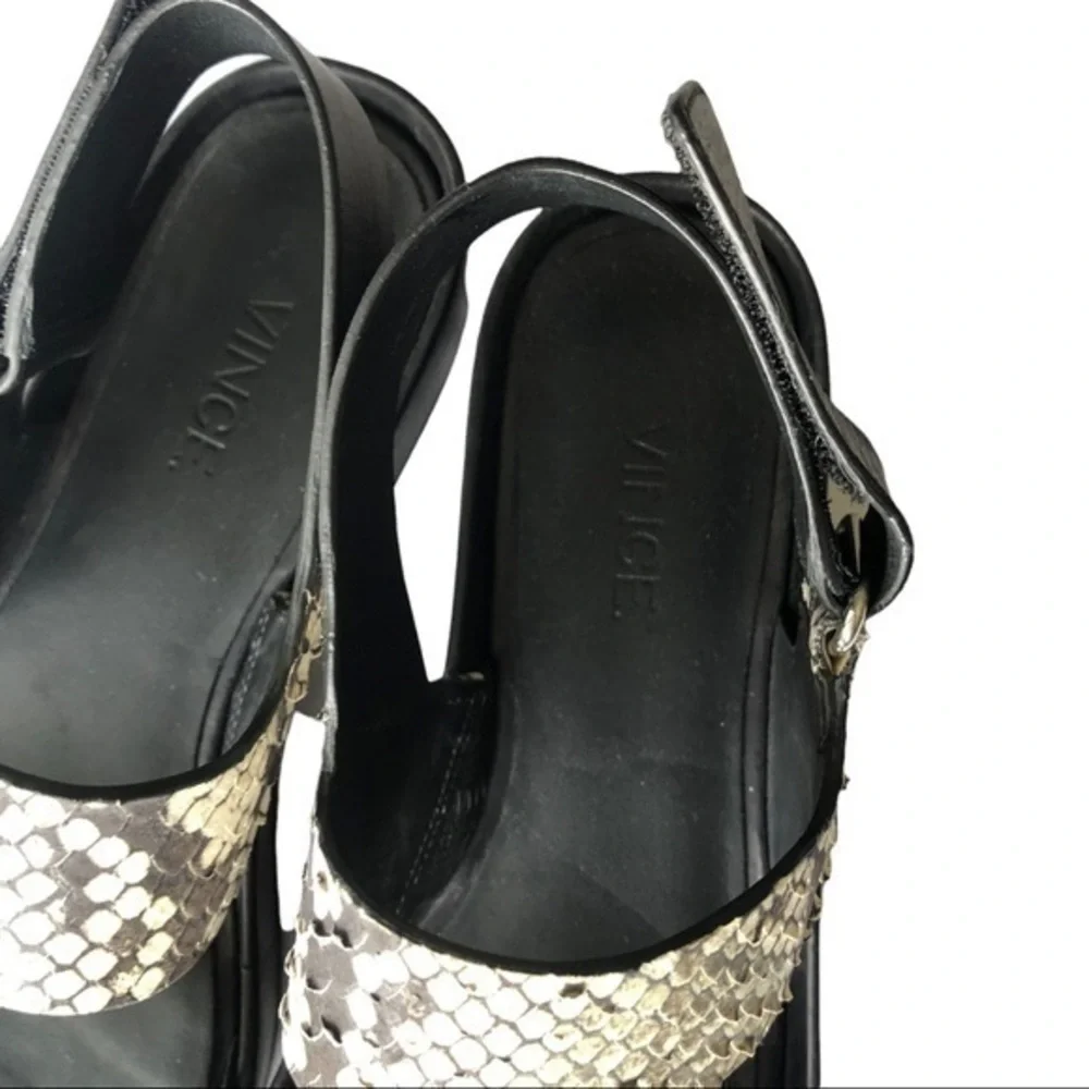 VINCE 'Marett' Python Snakeskin Black White LEATHER Platform Size 7M